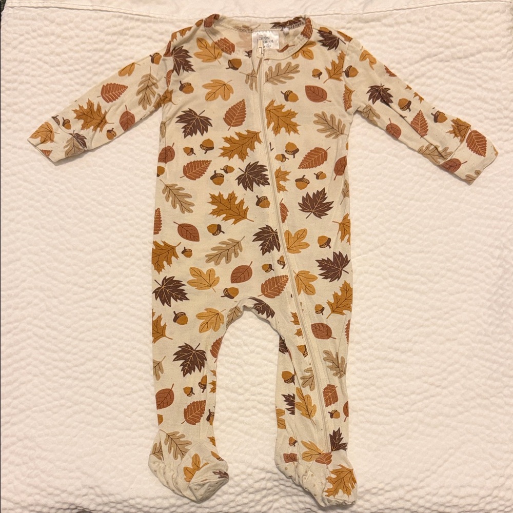 Leaf Patterned Kids Footie Pajamas